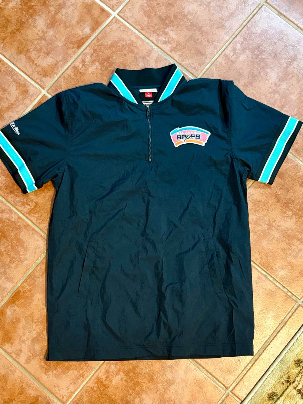 San Antonio spurs 1/4 Zip Warmup  Shooting Shirt Mitchell & Ness  Large